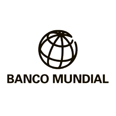 Logotipo de Banco mundial: un dibujo de un mundo recae sobre la palabra Banco Mundial..
